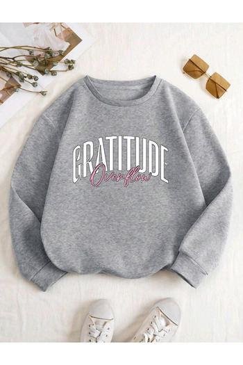 FAVORİST Gratitude Overflow Printed Crew Neck Cotton Unisex Sweatshirt