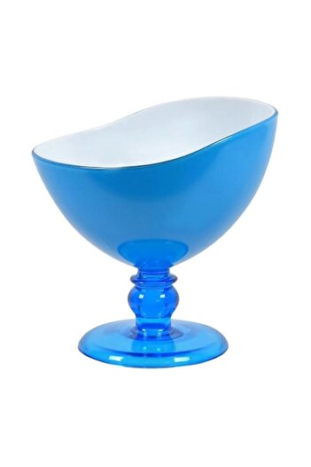 SHOPIENS Ice cream serving bowl made of turquoise plastic with white interior and round foot Shopiens®