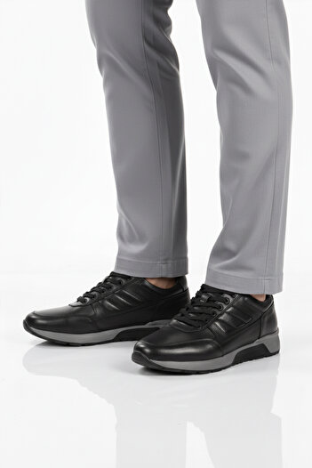 Fosco Black Genuine Leather Men's Casual Shoes 2720-1 m