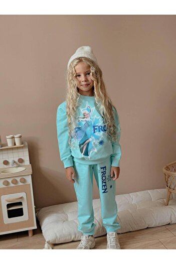 cgboutiquestylekids Frozen Elsa 2 Yarn Fabric Girls' Top and Bottom Set Super Quality