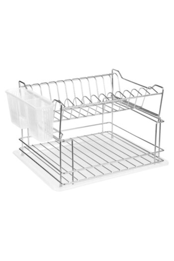 SHOPIENS Metal dish dryer with two levels and water collection tray