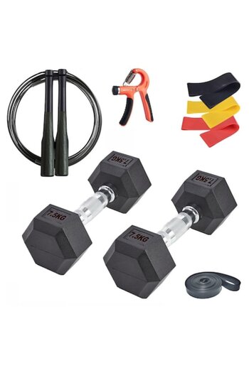 Speedmile Speedmile 7.5 KG steel dumbbell set, non-slip handle, accessories included