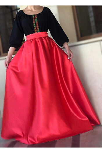 Ie Traditionala Stylized dress with traditional motifs long Margareta