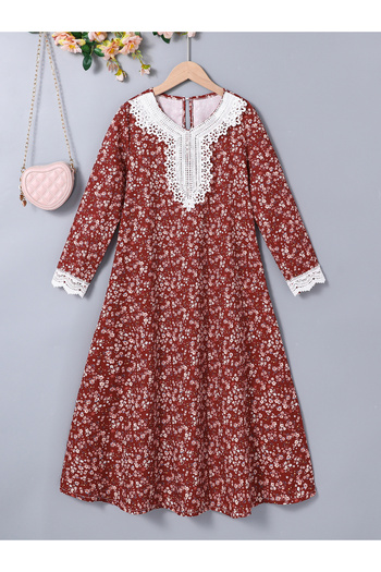Take Two By Styli Teen All Over Print Lace Patchwork Dress