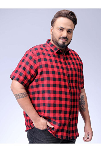 HardSoda By Styli Plus Men Red Regular Fit Checkered Casual Shirt