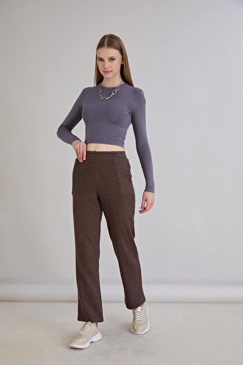 Sortie Glitter Knitted Trousers Brown