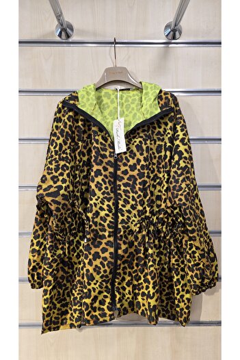 Park Moda Leopard Pattern Zippered Thin Raincoat Windbreaker