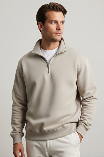 COMBİNE MİCHAİL Men's Winter Half-Zip 3-Piece Sweatshirt