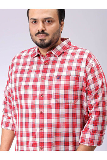 HardSoda By Styli Plus Men Red Regular Fit Checkered Shirt