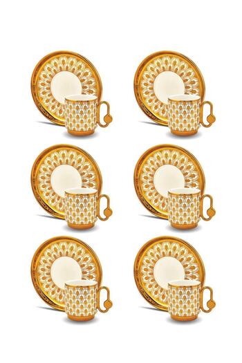 EWs Gold Patterned 6-Piece Porcelain Coffee Cup Set 50 ml