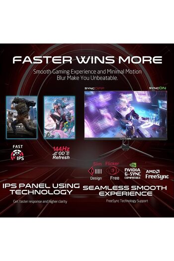 GAMEON 24 Inch Gaming Monitor FHD, IPS Fast, 160Hz, 0.5ms MPRT, HDR10, FreeSync & G-Sync Compatible