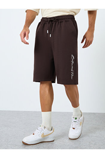 Styli Slogan Embroidery Oversized Shorts