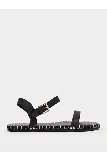 Raid By Styli Bambie Black Ankle Strap Flat Espadrilles