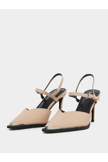 Raid By Styli Maliya Nude Pointed Toe Shoes with Metal Trim
