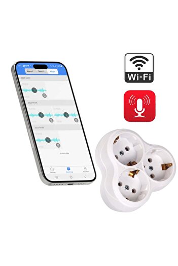 SMT SECURITY Triple Flower 220V Socket - Spy Microphone & Wi-Fi Recorder – Real-Time Listening – iOS/Android App