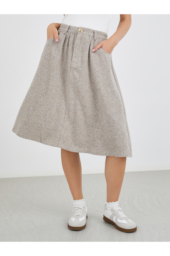 Take Two By Styli Solid A-Line Midi Skirts