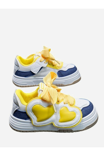 Babaya By Styli Heart Applique Color Block Sneakers
