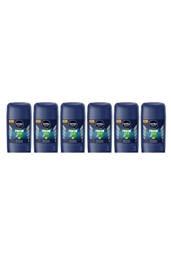 NIVEA Set 6 x Deodorant Stick Men 50ml, Fresh Kick, Anti-white traces, refreshing, long-lasting fres