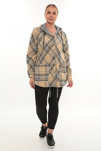 Lady Majestic Plus Size Comfortable Fit Hooded Lumberjack Women's Shirt Cardigan