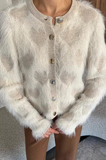 julude Stone Women's Front Buttoned Bearded Knitwear Jacket (S-M-L Available)