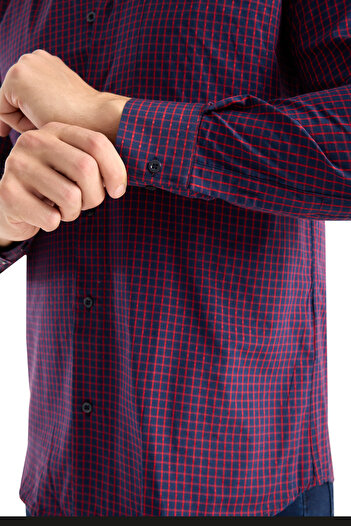 Varetta Men's Plus Size Navy Blue Long Sleeve Cotton Pocket Shirt