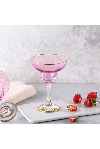 ADAMODART Pembe Margarita Ayaklı Koktey Kadehi & Bardağı 2’li Set
