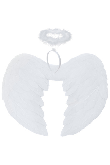 zola 2-piece angel costume, Zola, wings, crown, universal size, 42 x 33 cm, white