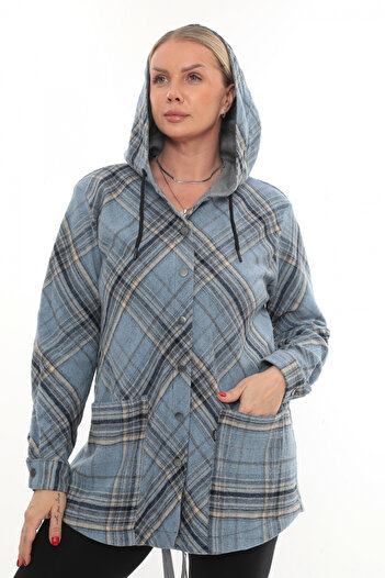 Lady Majestic Plus Size Comfortable Fit Hooded Lumberjack Women's Shirt Cardigan