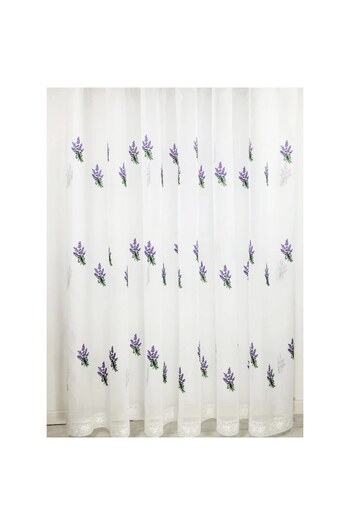 magazincovoare White kitchen curtain with lavender, fine and luminous fabric, rustic decor, handmade multifunctiona