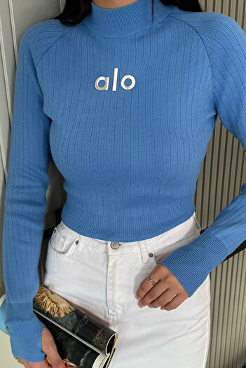 julude Bluză din tricot cu imprimeu frontal Indigo (potrivit pentru mărimea S, M, L)