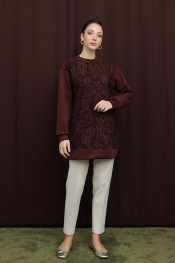 Puane Women's Front Part with Lace Detail, Stylish Looking High-End Tunic
