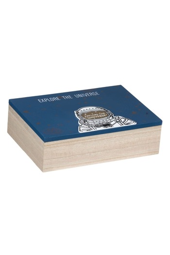 SHOPIENS Wooden Storage Box with Lid Shopiens®, Cosmonaut Model, 24 x 17 x 7 cm