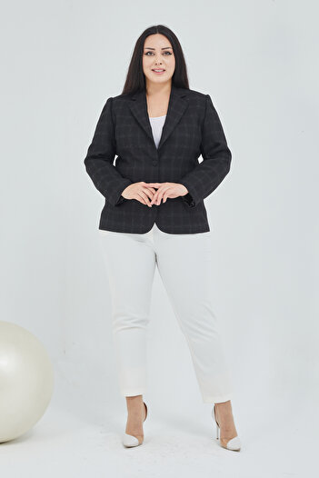 Fagi Women's Plaid Double Button Classic Jacket