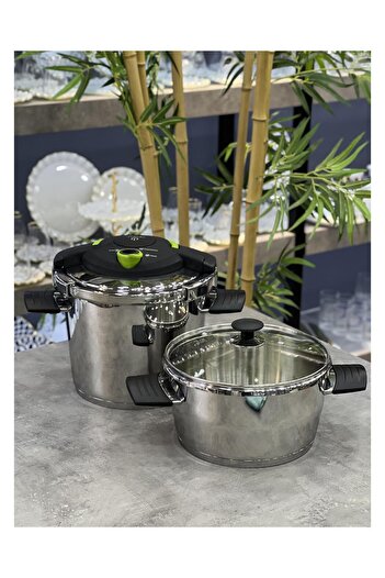 AROW Vigor Clipso Lid Steel 2-Piece Pressure Cooker Set