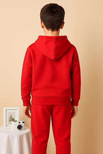 Let's Wear Cr7 Printed Kids Hooded Premium Compact Sweatshirt Tracksuit Set - 2 Piece Sportswear Set