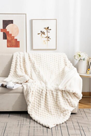 DECORA CASA HOME COLLECTİON Pătură de pluș pentru scaun Husă de scaun pufoasă, cu două fețe, de pluș de iepure, pătură de televizor, 150x100 cm