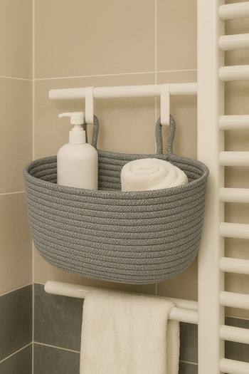 MaVaux Decorative Hanging Bathroom Basket – 18×40×16 cm – Storage and Organizer Wicker Jute Basket Organizer Handcrafted