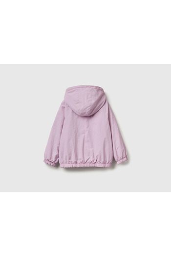 United Colors of Benetton Baby Girl Lilac Raincoat with Elastic Waist and Sleeves, Zippered Hood