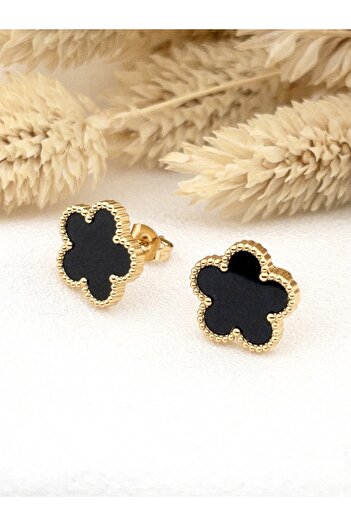 Siya Silver Non-Tarnish Steel Minimal Nail Model Clover Earrings - 1.3 cm 4 Color Options