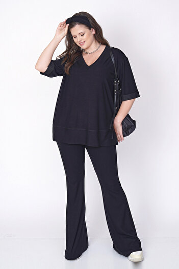 Büyük Moda Twill Camisole T-Shirt Leggings Set