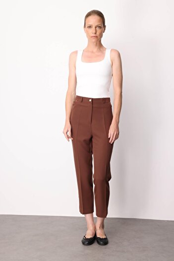 Desen Triko Women's Five-Pocket Fabric Trousers Brown