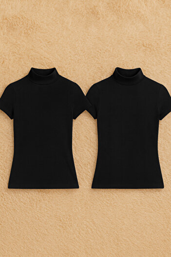 QKK Women's Cotton Lycra Half Sleeve Turtleneck Combed Cotton 2-Piece Undershirt Q6K2K2T8Ka