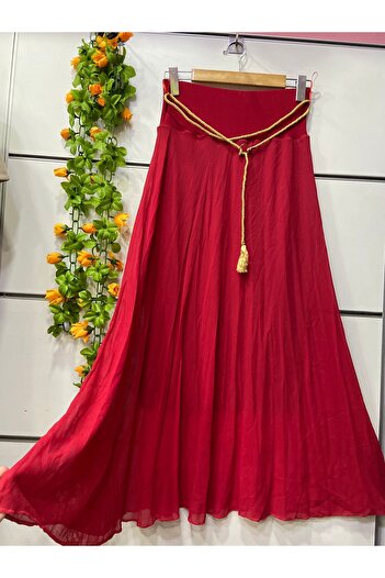 edu collection Chiffon A-Line Skirt Lined Red