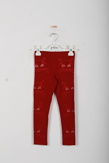 incity Girl's Cat Stone Detailed Leggings
