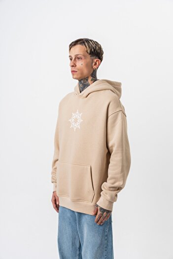 Respire Ανδρικό κουκούλα με κέντημα Itsbyzey Oversize Hoodie Beige
