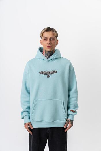Respire Ανδρικό μπλουζάκι με κουκούλα με στάμπα Feel Oversize Baby Blue