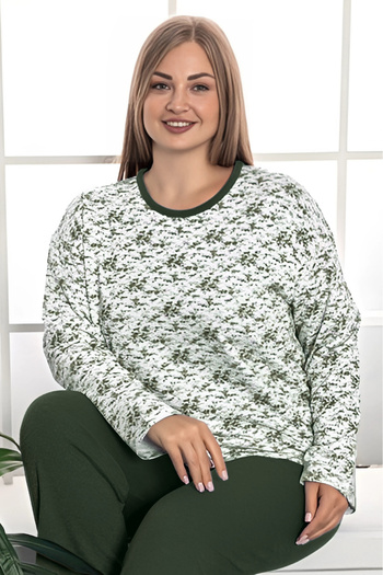 Farya Home Plus Size Cotton 2 Yarn Winter Long Sleeve Pajamas Set