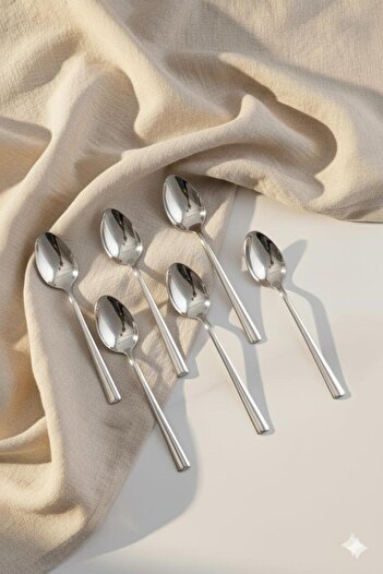 HSDemirci 6-Piece Stainless Steel Dinner Spoon Set Tableware Cutlery Spoon Knife 20cm
