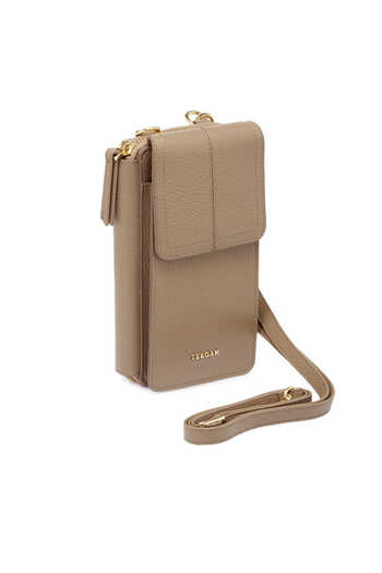 Tergan Beige Leather Women's Shoulder Bag - S25Y1Bc80438-S95