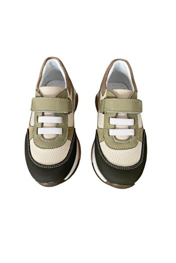 Crista Genuine Leather Khaki Cream Orthopedic Children's Sports Shoes